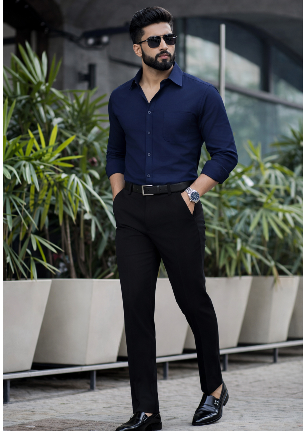 Premium Combo - Blue Shirt + Black Pant - Set Of 2