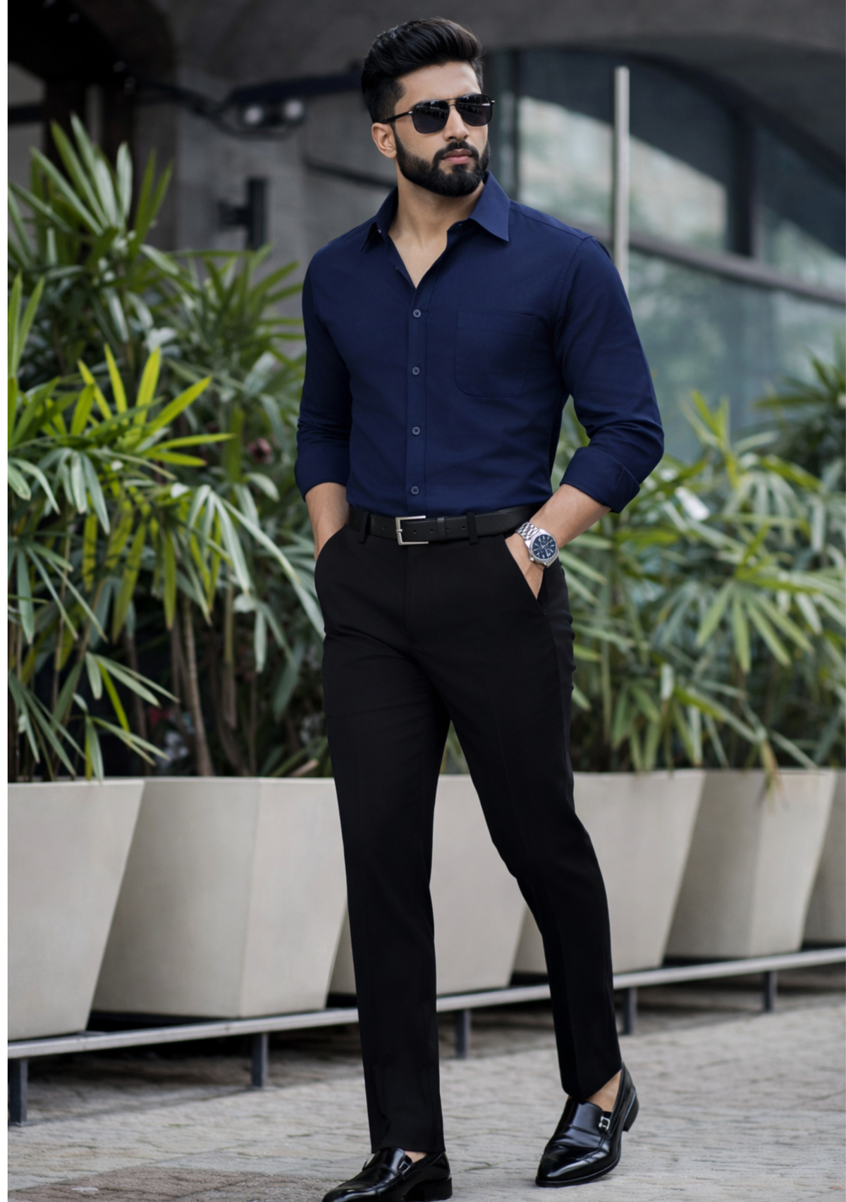 Premium Combo - Blue Shirt + Black Pant - Set Of 2