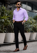 Premium Combo - Purple Shirt + Jet Black Pant - Set Of 2