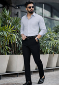 Premium Combo - Light Grey Shirt + Black Pant - Set Of 2
