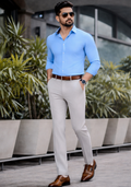 Premium Combo - Sky Blue Shirt + Light Grey Pant - Set Of 2