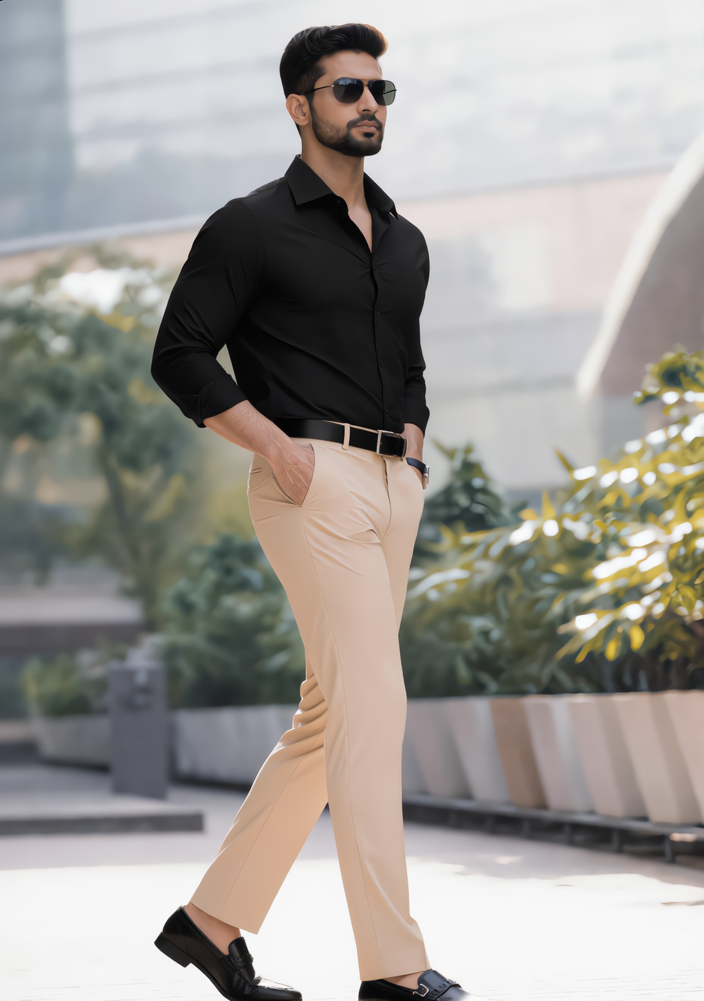 Premium Combo - Black Shirt + Beige Pant - Set Of 2