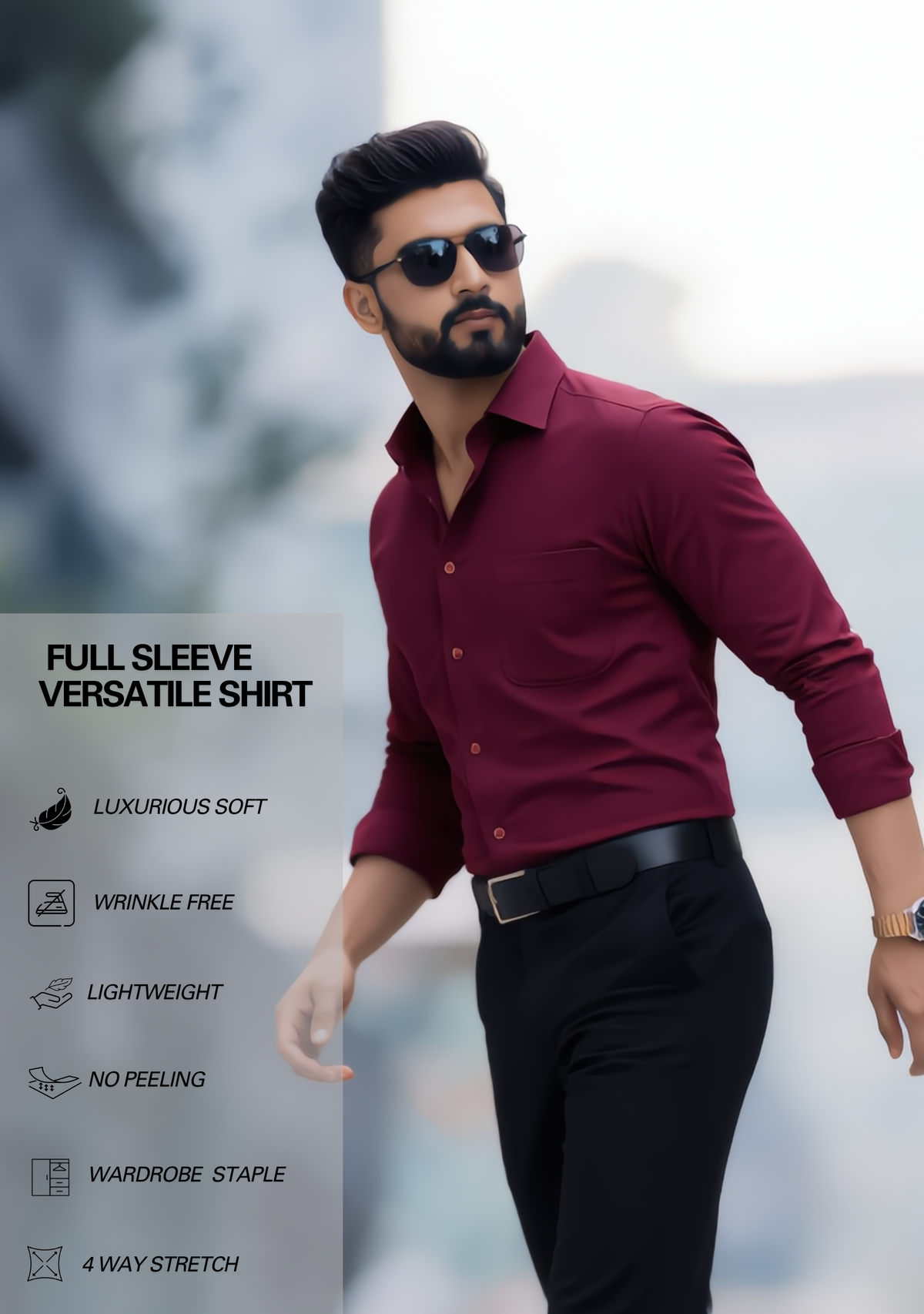 Premium Combo - Maroon Shirt + Black Pant - Set Of 2