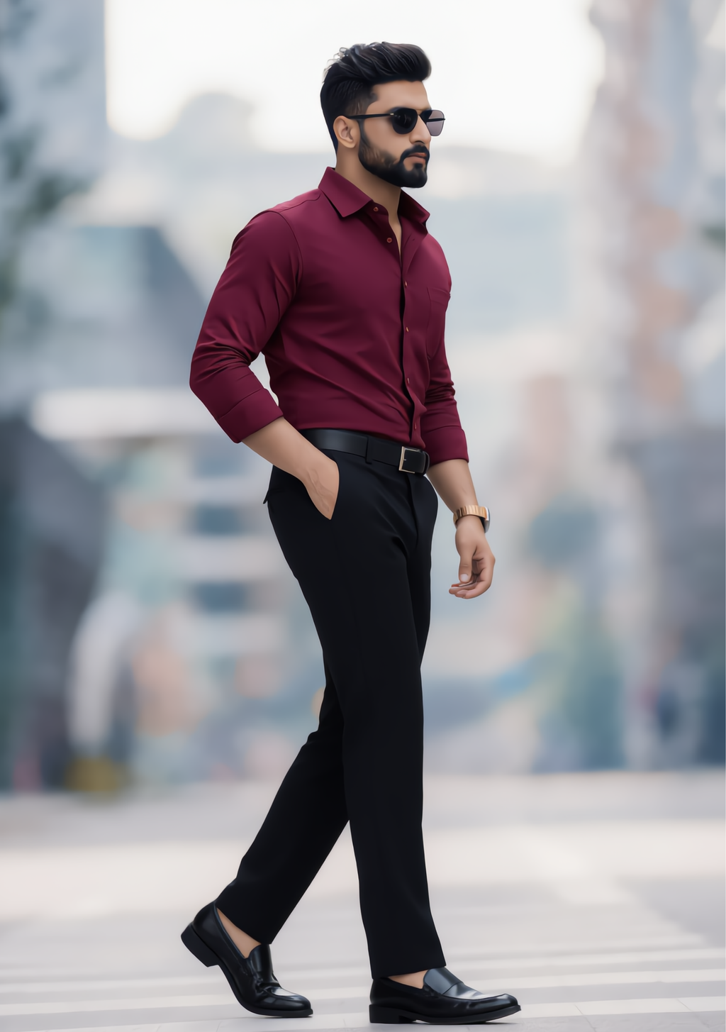 Premium Combo - Maroon Shirt + Black Pant - Set Of 2