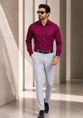 Premium Combo - Maroon Shirt + Light Grey Pant - Set Of 2