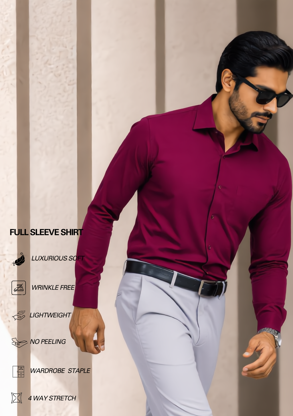 Premium Combo - Maroon Shirt + Light Grey Pant - Set Of 2