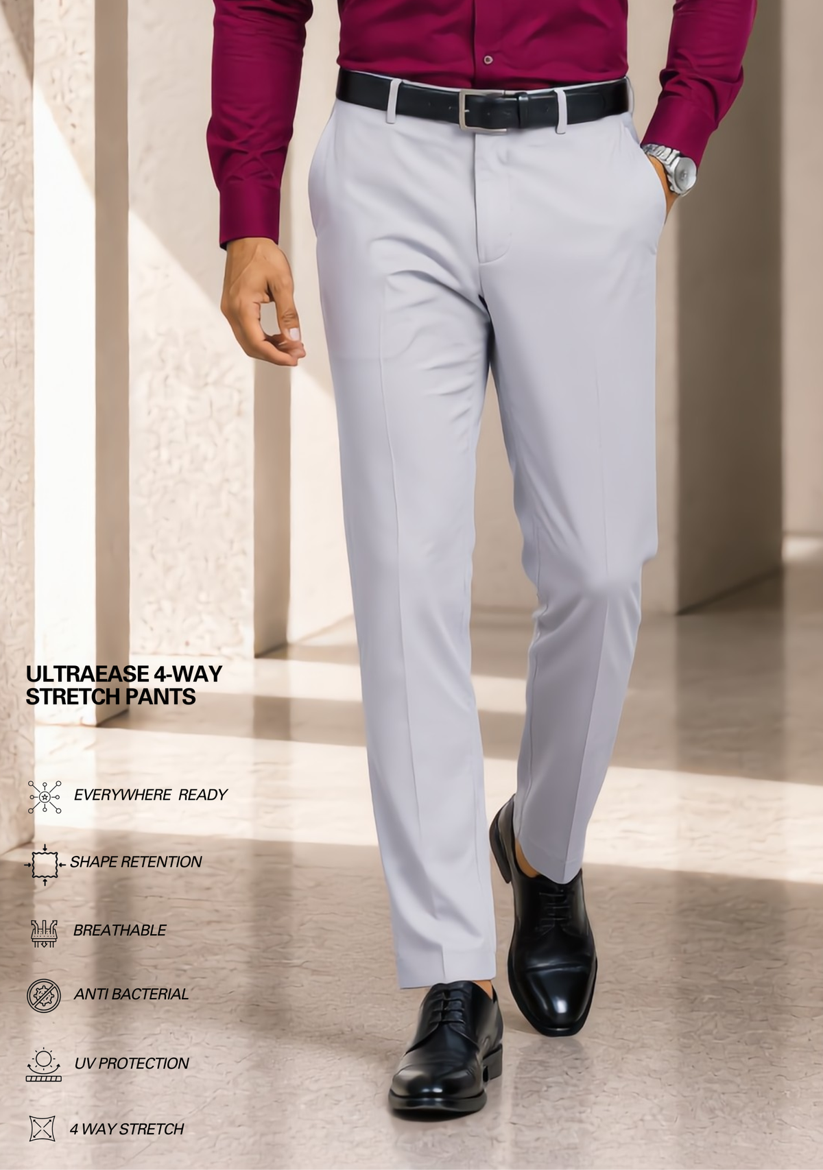 Premium Combo - Maroon Shirt + Light Grey Pant - Set Of 2