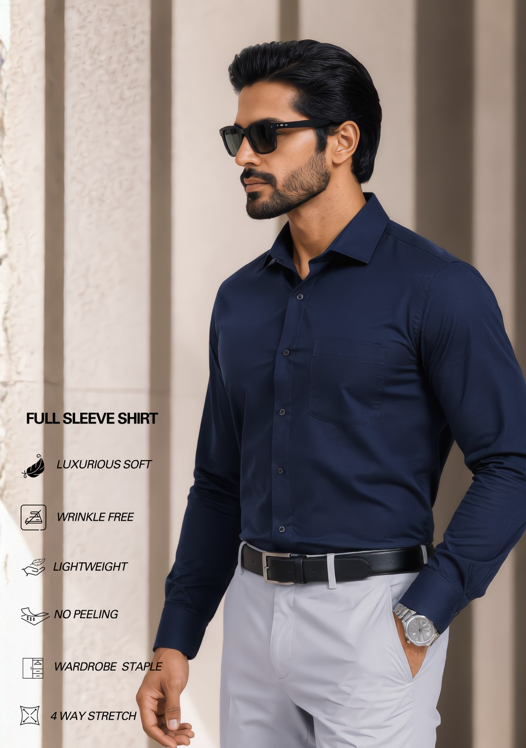 Premium Combo - Navy Blue Shirt + Light Grey Pant - Set Of 2