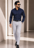 Premium Combo - Navy Blue Shirt + Light Grey Pant - Set Of 2