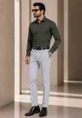 Premium Combo - Olive Green Shirt + Light Grey Pant - Set Of 2