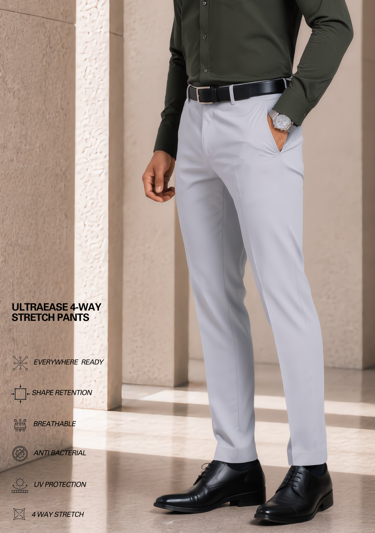 Premium Combo - Olive Green Shirt + Light Grey Pant - Set Of 2