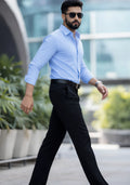 Premium Combo - Sky Blue Shirt + Black Pant - Set Of 2