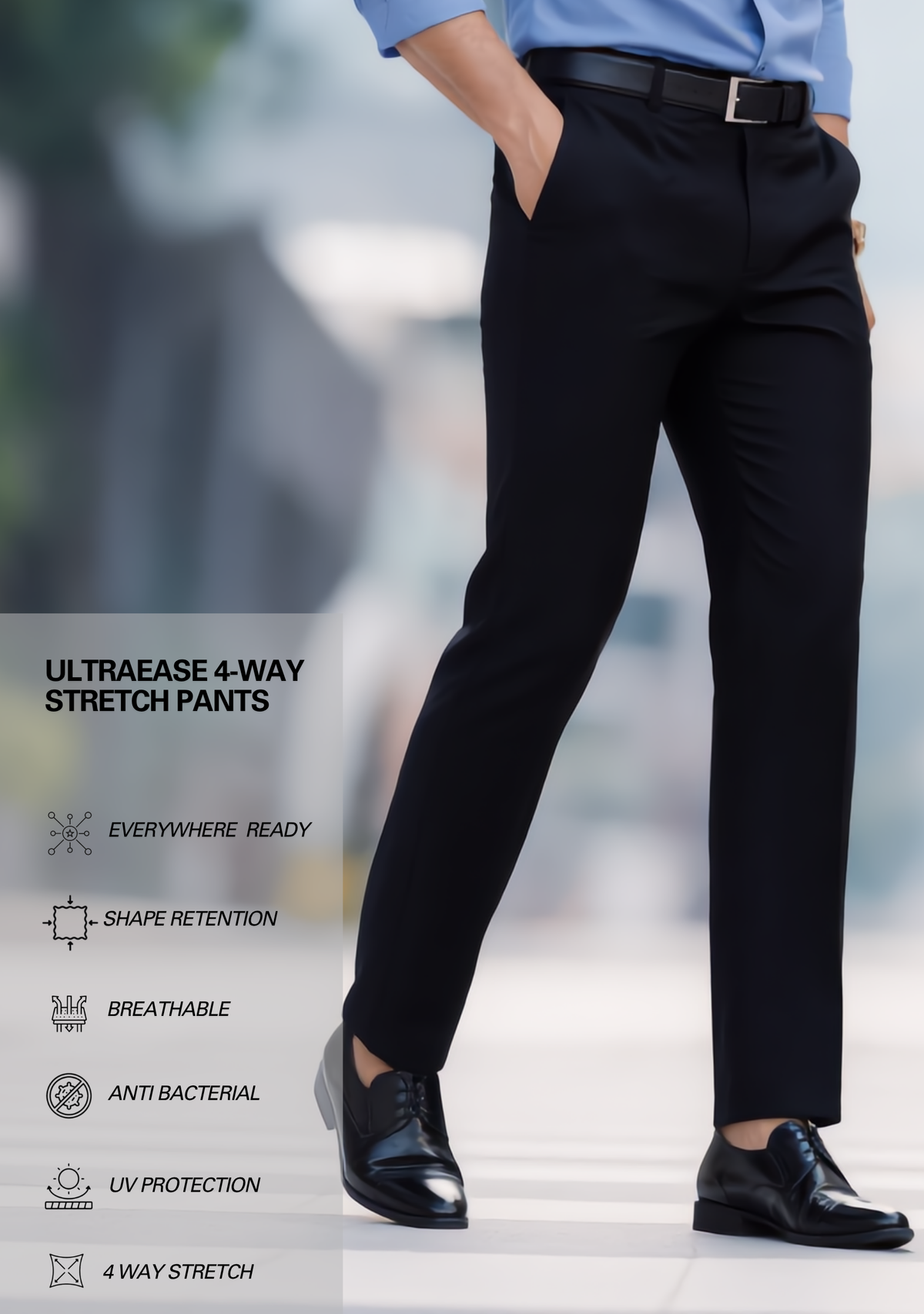 Premium Combo - Steel Blue Shirt + Black Pant - Set Of 2
