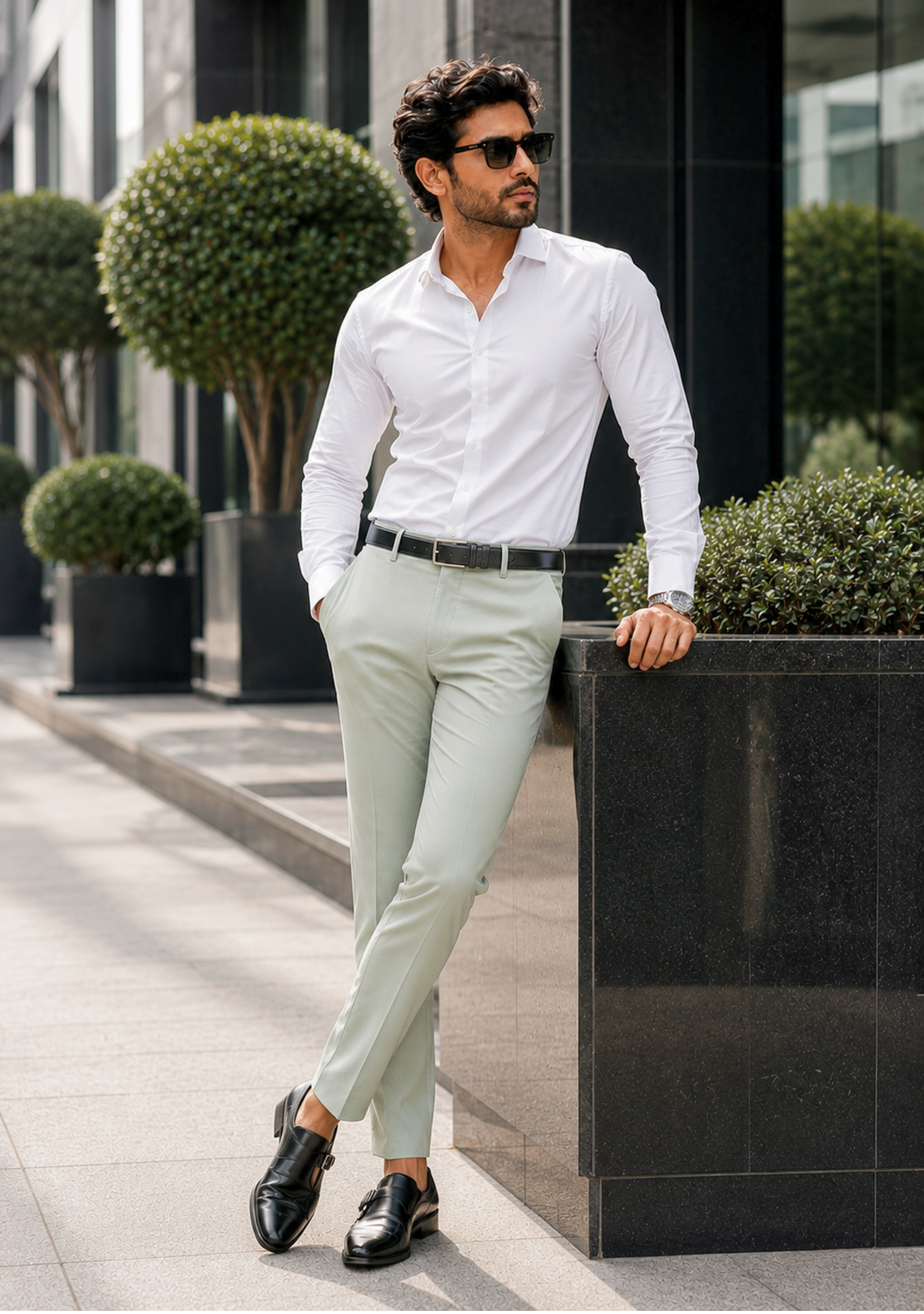 Premium Combo - White Shirt + Sea Green Pant - Set Of 2