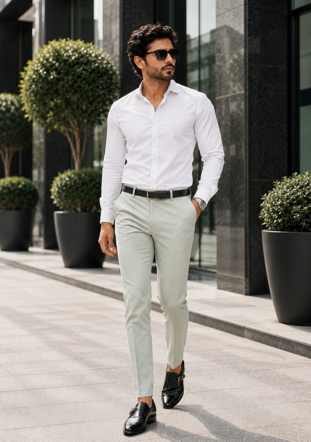 Premium Combo - White Shirt + Sea Green Pant - Set Of 2