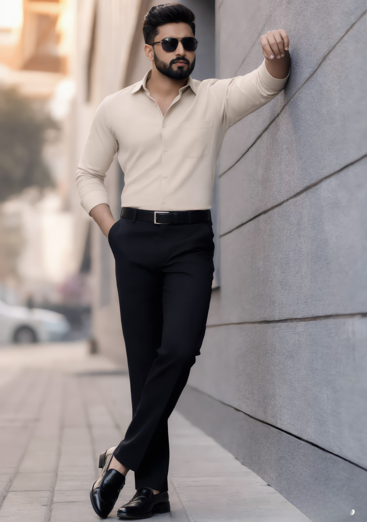 Premium Combo - Beige Shirt + Black Pant - Set Of 2
