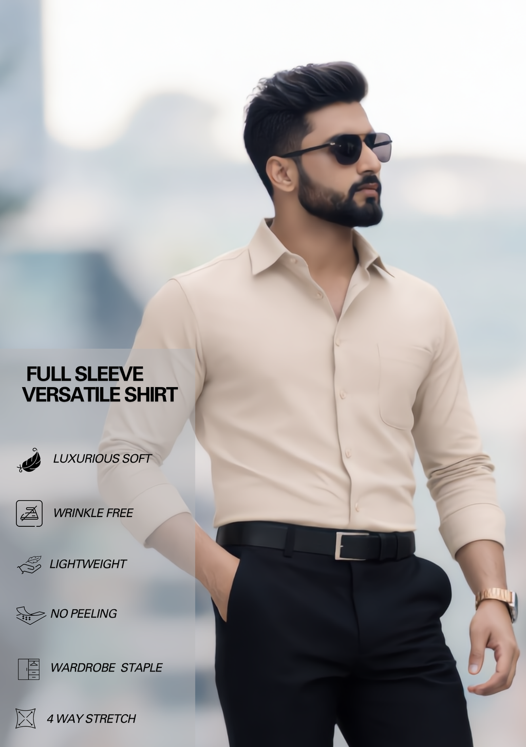 Premium Combo - Beige Shirt + Black Pant - Set Of 2