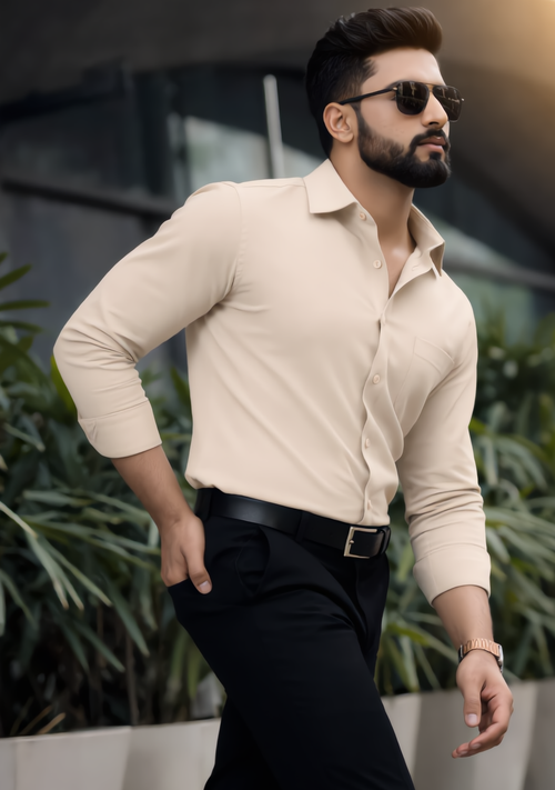 Premium Combo - Beige Shirt + Black Pant - Set Of 2