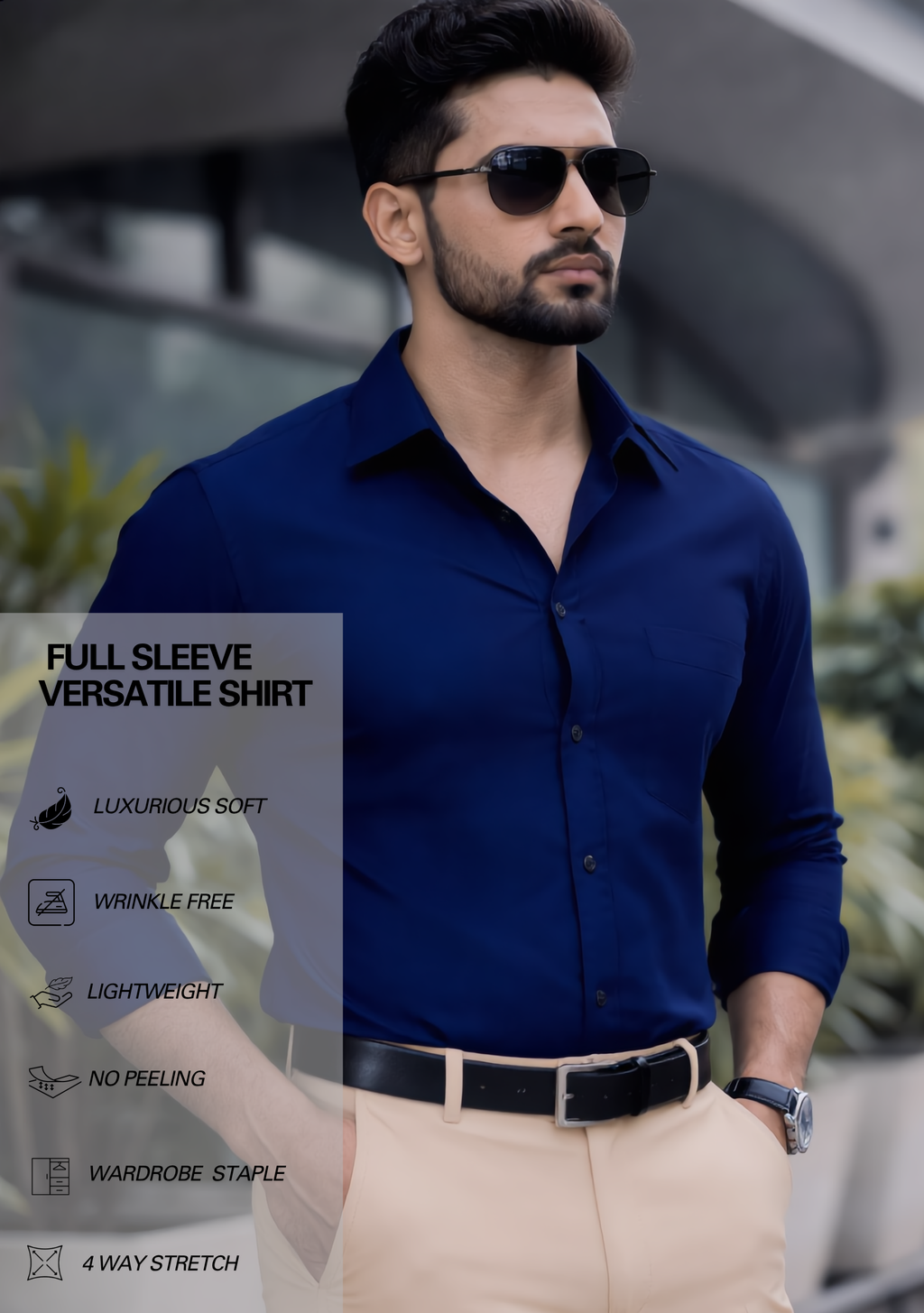 Premium Combo - Blue Shirt + Beige Pant - Set Of 2