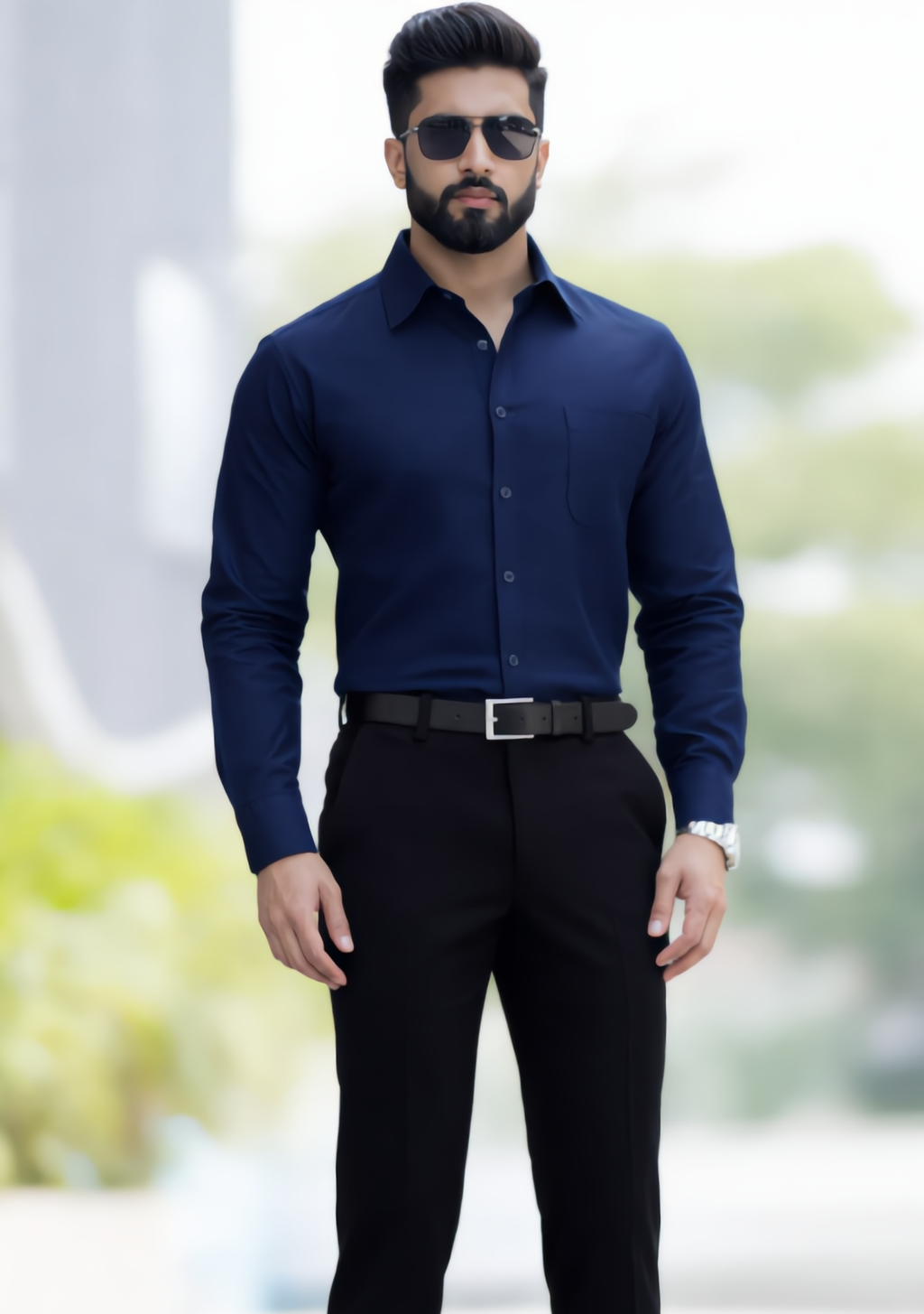 Premium Combo - Blue Shirt + Black Pant - Set Of 2