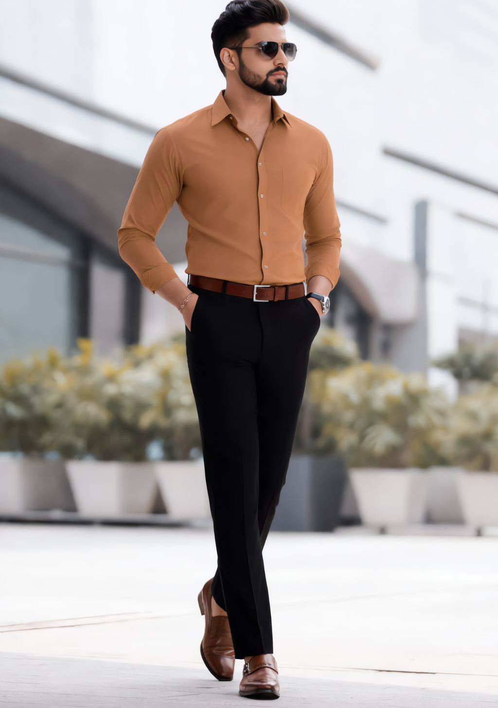 Premium Combo - Brown Shirt + Black Pant - Set Of 2
