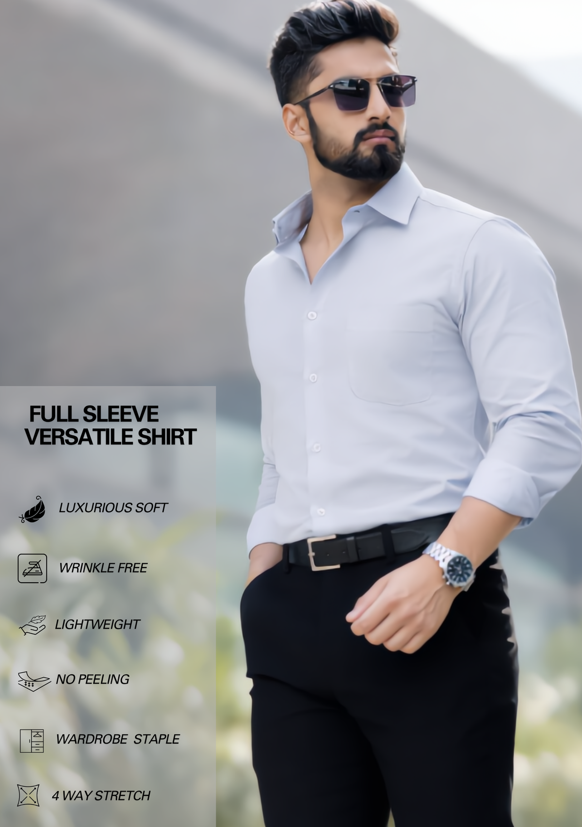 Premium Combo - Light Grey Shirt + Black Pant - Set Of 2