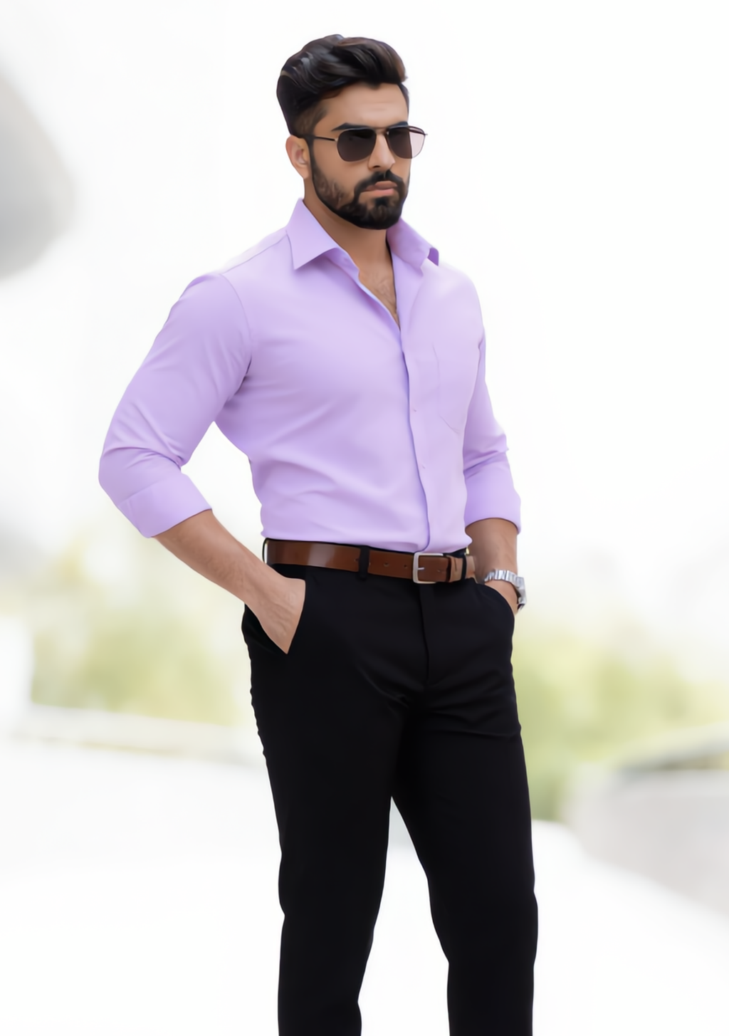 Premium Combo - Purple Shirt + Jet Black Pant - Set Of 2