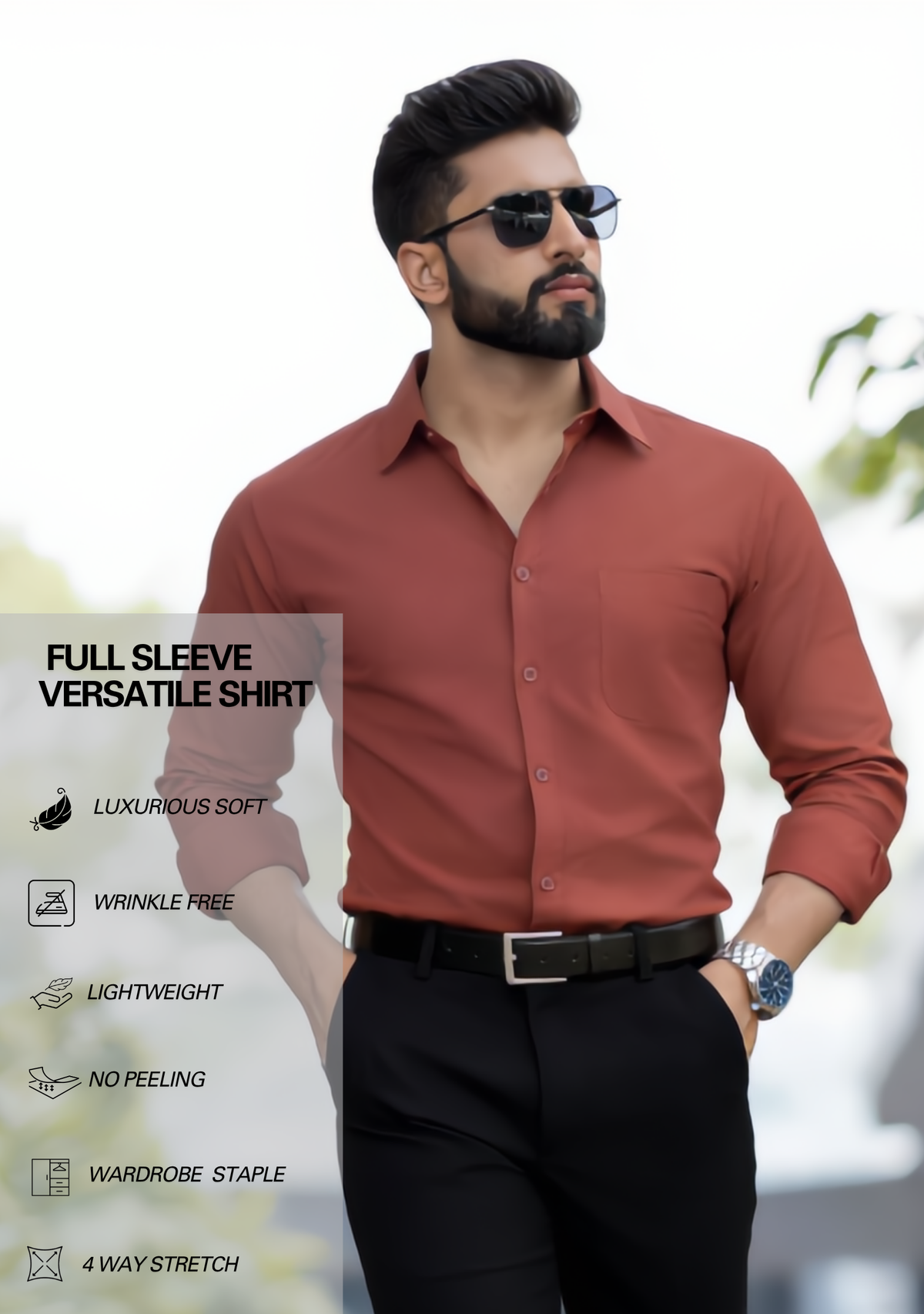 Premium Combo - Rust Shirt + Black Pant - Set Of 2