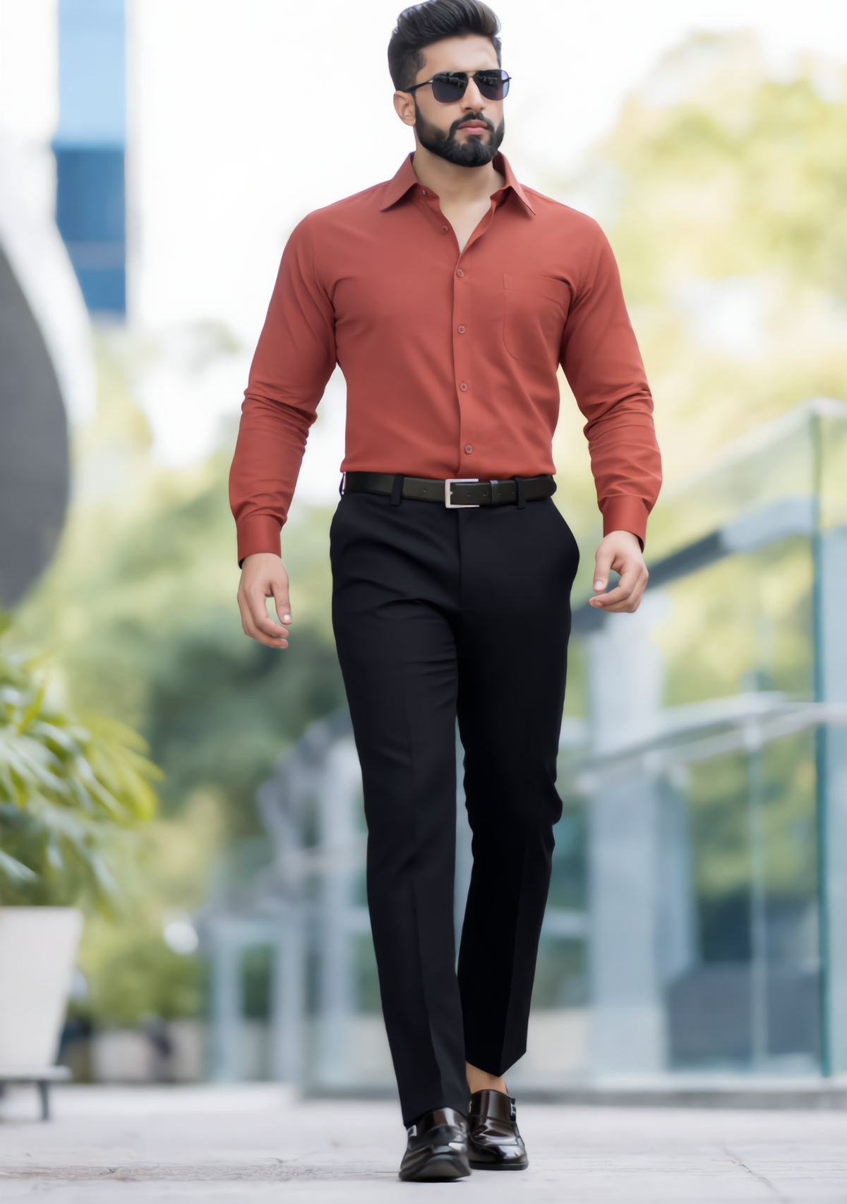 Premium Combo - Rust Shirt + Black Pant - Set Of 2