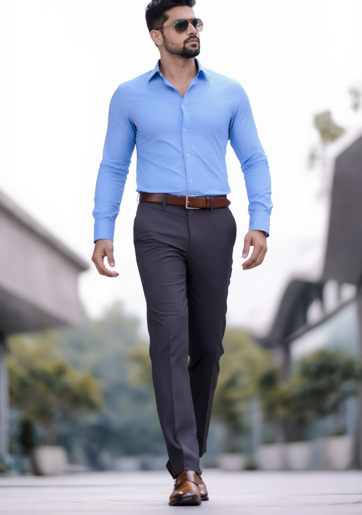 Premium Combo - Sky Blue Shirt + Grey Pant - Set Of 2