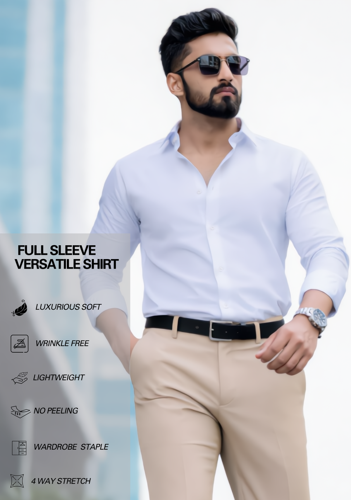 Premium Combo - White Shirt + Beige Pant - Set Of 2